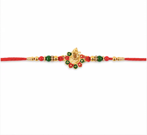Ganesha Rakhi with Beads & Stone Work – Premium Designer Rakhi for Brother