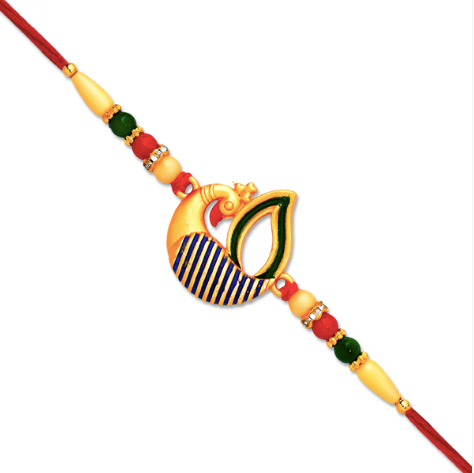 Peacock Feather Rakhi – Handcrafted Designer Rakhi for Brother