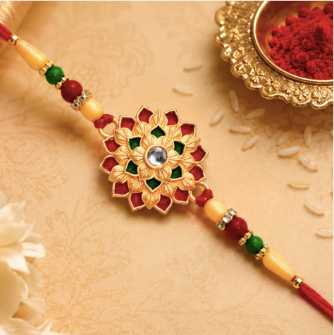 Flower Design Rakhi – Elegant Floral Designer Rakhi for Brother