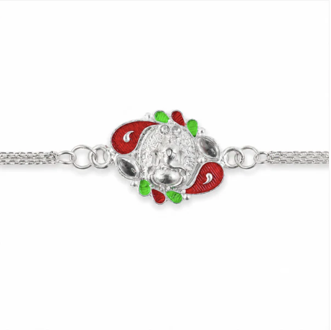 Ganesha Rakhi with Elegant Silver Finish – Premium Designer Rakhi for Brother
