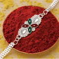 Floral Rakhi with Red & Green Enamel – Premium Designer Rakhi for Brother