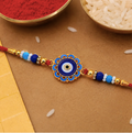 Evil Eye Rakhi with Blue Beads – Protective Designer Rakhi for Brother