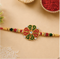 Flower Rakhi with Enamel & Golden Beads – Premium Designer Rakhi for Brother