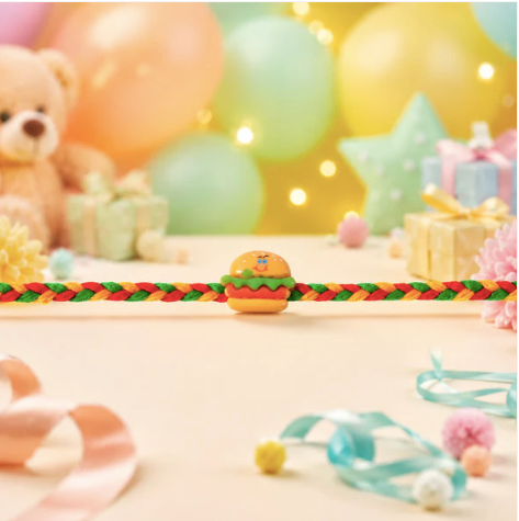 Burger Charm Rakhi – Cute Designer Burger Rakhi for Brother