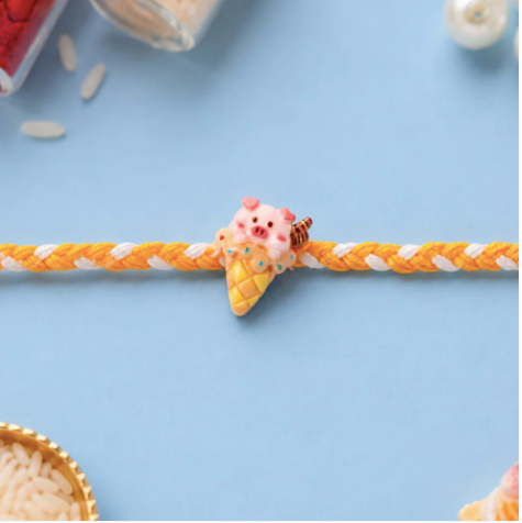 Cute Pig Ice Cream Rakhi – Fun Designer Pig Rakhi for Brother