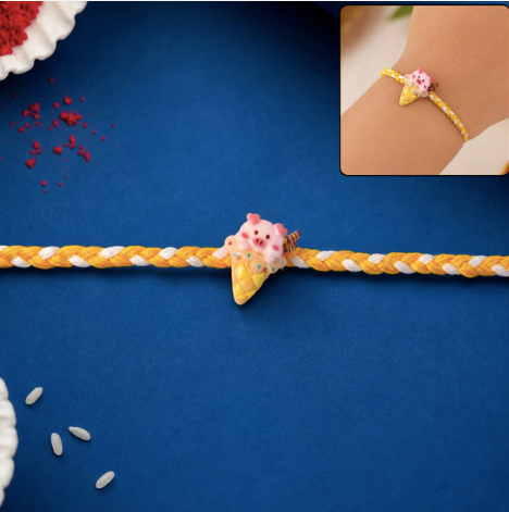 Cute Pig Ice Cream Rakhi – Fun Designer Pig Rakhi for Brother