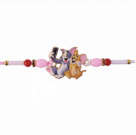 Kids Rakhi – Cute Cartoon Cat & Mouse Selfie Rakhi for Little Brother
