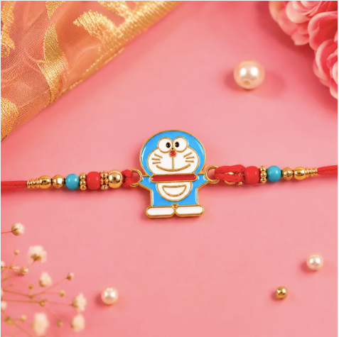 Blue Character Beaded Rakhi – Cute Designer Rakhi with Colourful Beads for Brother