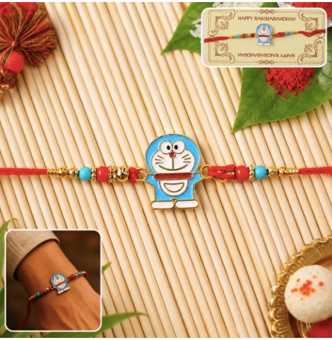 Blue Character Beaded Rakhi – Cute Designer Rakhi with Colourful Beads for Brother