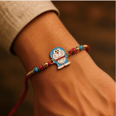 Blue Character Beaded Rakhi – Cute Designer Rakhi with Colourful Beads for Brother