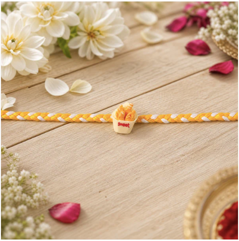 Sweet Fries Cup Designer Rakhi – Cute Fancy Dori Rakhi for Brother