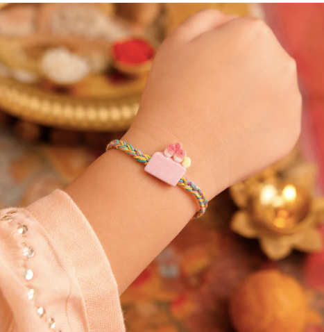 Strawberry Cake Charm Designer Rakhi – Cute Fancy Dori Rakhi for Brother