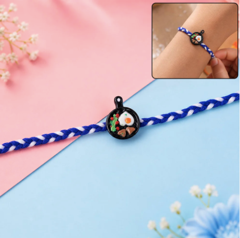 Mini Frying Pan Designer Rakhi – Cute Fancy Dori Rakhi for Brother