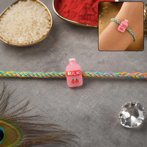 Milk Bottle Designer Rakhi – Cute Fancy Dori Rakhi for Brother