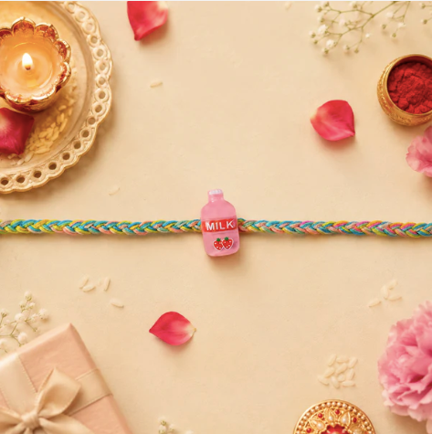 Milk Bottle Designer Rakhi – Cute Fancy Dori Rakhi for Brother