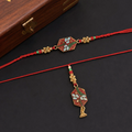 Meenakari Pot Bhabhi Rakhi – Traditional Gold Latkan Rakhi for Sister-in-Law