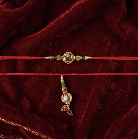 Bhabhi Rakhi – Elegant Beaded Rakhi with Festive Greeting Card