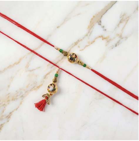 Bhabhi Rakhi – Elegant Beaded Rakhi with Festive Greeting Card