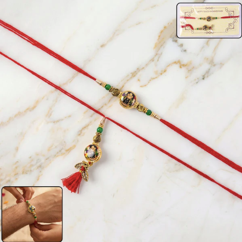 Bhabhi Rakhi – Elegant Beaded Rakhi with Festive Greeting Card