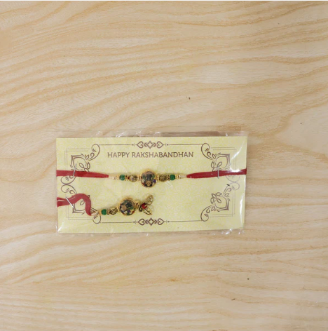 Bhabhi Rakhi – Elegant Beaded Rakhi with Festive Greeting Card