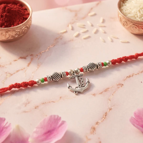 Bhaiya Bhabhi Rakhi Pair – Premium Silver Tone Charm Rakhi Set for Raksha Bandhan