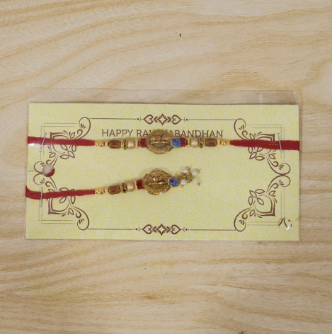 Bhabhi Rakhi – Premium Blue Stone & Pearl Cluster Lumba Rakhi for Raksha Bandhan