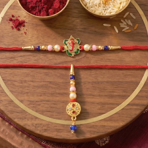Premium Floral Peacock Bhabhi Lumba Rakhi – Handcrafted Pastel Bead Designer Rakhi for Raksha Bandhan