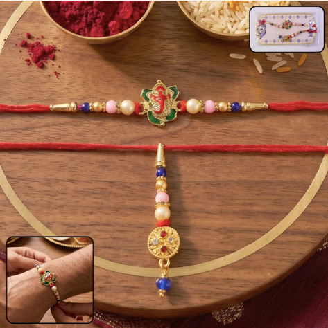 Premium Floral Peacock Bhabhi Lumba Rakhi – Handcrafted Pastel Bead Designer Rakhi for Raksha Bandhan