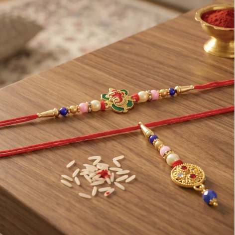 Premium Floral Peacock Bhabhi Lumba Rakhi – Handcrafted Pastel Bead Designer Rakhi for Raksha Bandhan