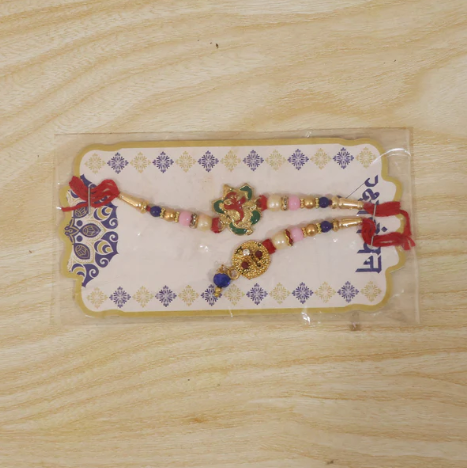 Premium Floral Peacock Bhabhi Lumba Rakhi – Handcrafted Pastel Bead Designer Rakhi for Raksha Bandhan