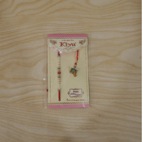 Premium Minimal Bead Bhabhi Lumba Rakhi – Elegant Handcrafted Designer Rakhi with Traditional Latkan