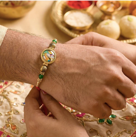 Premium Peacock Charm Bhabhi Lumba Rakhi – Handcrafted Designer Rakhi with Colorful Beads & Traditional Peacock Motif
