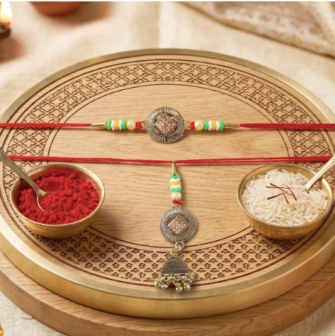 Premium Lumba Bhabhi Rakhi – Traditional Beaded & Latkan Rakhi for Sister-in-Law