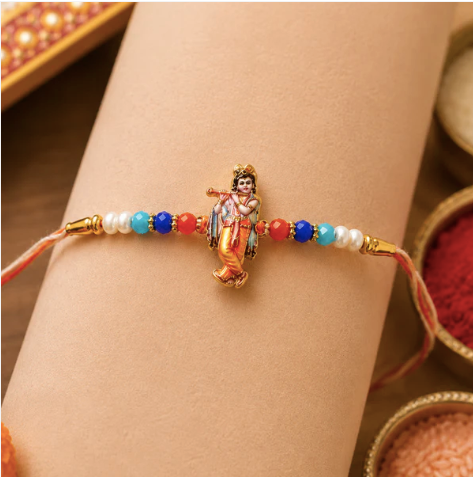 Lord Krishna Rakhi for Brother – Designer Beaded Rakhi for Raksha Bandhan