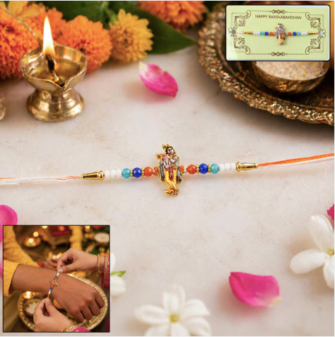 Lord Krishna Rakhi for Brother – Designer Beaded Rakhi for Raksha Bandhan