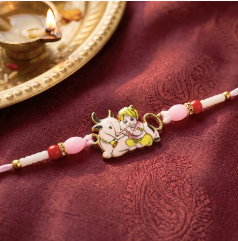 Krishna with Cow Designer Rakhi for Brother – Divine Traditional Rakhi for Raksha Bandhan