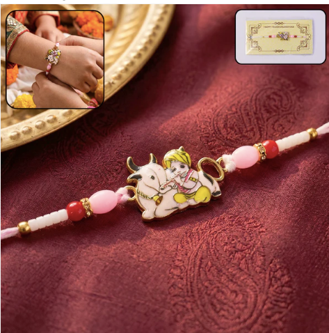 Krishna with Cow Designer Rakhi for Brother – Divine Traditional Rakhi for Raksha Bandhan