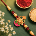 Ganesha Rakhi with Wooden Beads – Traditional Designer Rakhi for Brother