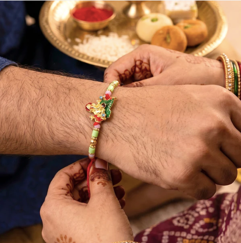 Ganesha Rakhi with Leaf Design – Traditional Designer Rakhi for Brother