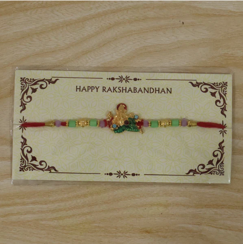 Ganesha Rakhi with Leaf Design – Traditional Designer Rakhi for Brother