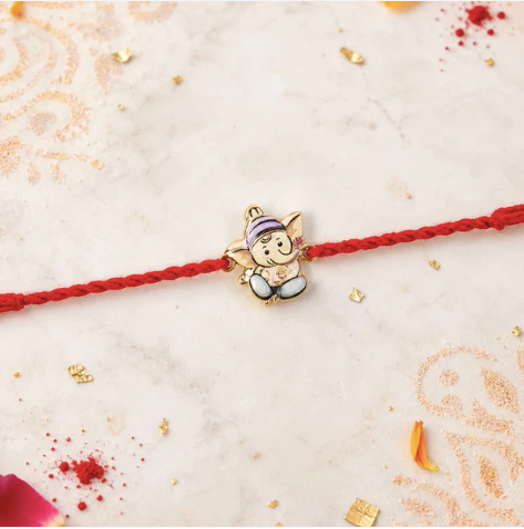 Ganesh Rakhi with Fancy Dori – Traditional Designer Rakhi for Brother