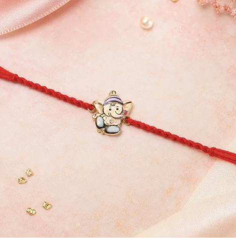 Ganesh Rakhi with Fancy Dori – Traditional Designer Rakhi for Brother