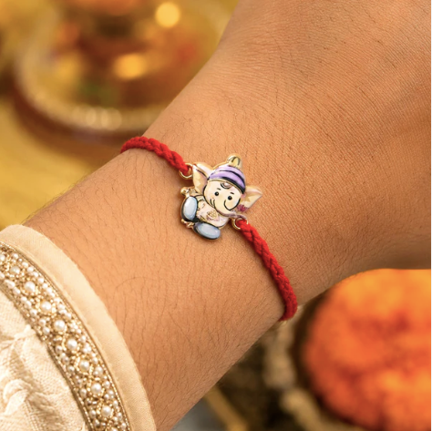 Ganesh Rakhi with Fancy Dori – Traditional Designer Rakhi for Brother
