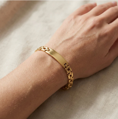 Personalized Golden Bracelet Rakhi Gift Hamper with Chocolate & Bottle for Brother