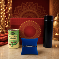 Personalized Premium Bracelet Rakhi Gift Hamper with Chocolates & Bottle for Brother