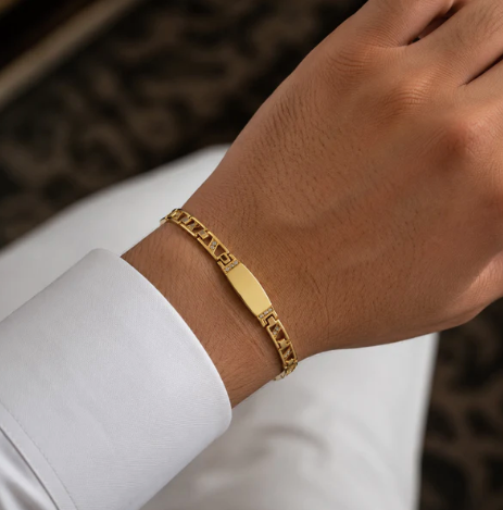 Personalized Gold Bracelet Rakhi Gift Hamper with Chocolate & Bottle for Brother