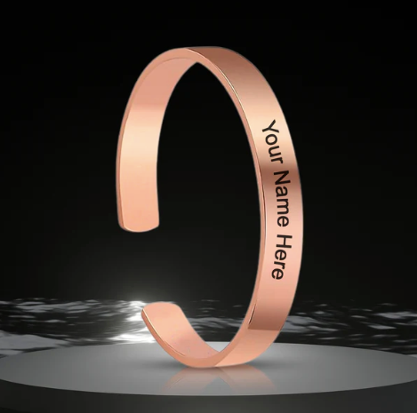 Personalized Rose Gold Copper Kada for Men with Custom Name Engraving