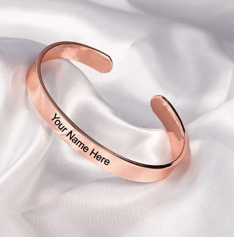 Personalized Rose Gold Copper Kada for Men with Custom Name Engraving