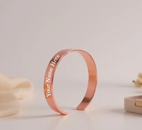 Personalized Rose Gold Copper Kada for Men with Custom Name Engraving