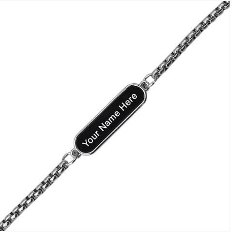 Personalized Silver Bracelet for Men with Custom Name Engraving